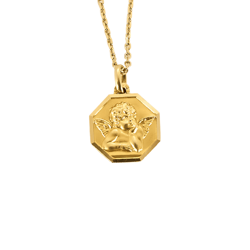 Collier Chaîne en or jaune retenant une médaille de baptême 58 Facettes DV25961-6