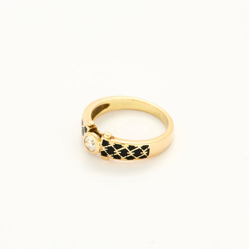 Bague 54 KORLOFF - Bague jonc en or jaune émail et diamant 58 Facettes DV25579-1