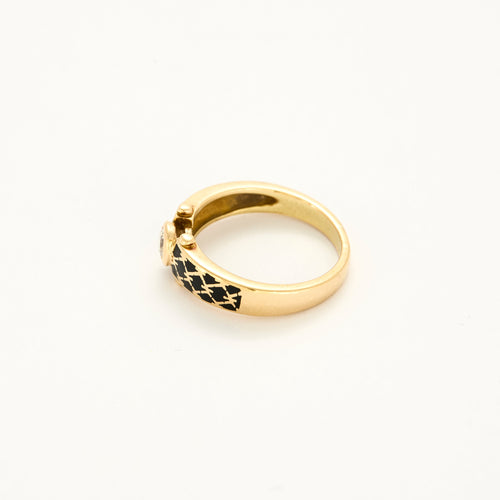 Bague 54 KORLOFF - Bague jonc en or jaune émail et diamant 58 Facettes DV25579-1