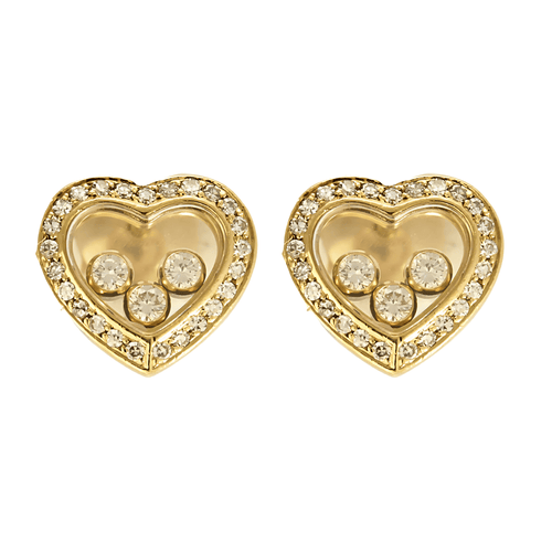 Boucles d'oreilles CHOPARD - Happy Diamonds Icons - Boucles d'oreilles en or jaune et diamants 58 Facettes DV25706-1