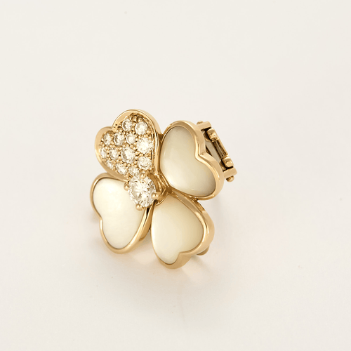 Broche Van Cleef & Arpels - Cosmos - Broche transformable en or rose ,nacre blanche et diamants 58 Facettes DV23486-4