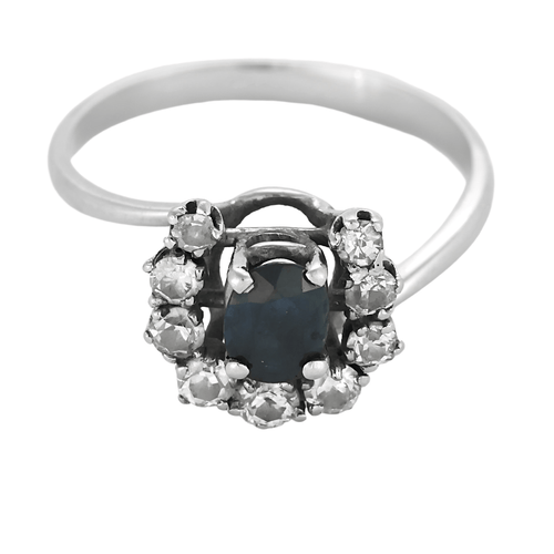 Bague 56 Bague en or blanc, saphir et diamants 58 Facettes DV0942-8-56-3