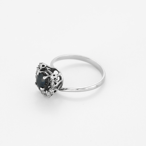 Bague 56 Bague en or blanc, saphir et diamants 58 Facettes DV0942-8-56-3