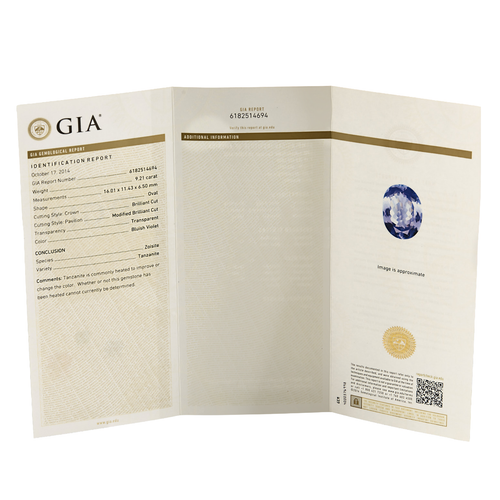 Bague en or gris et tanzanite 9.21 carats