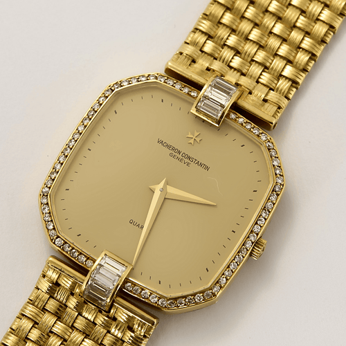 Vacheron Constantin - Montre en or jaune à boitier carré à pans coupés à mouvement quartz 58 Facettes DV26220-7