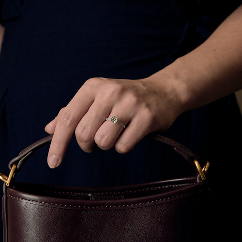 Bague en or 14K et diamant fancy Yellow gray