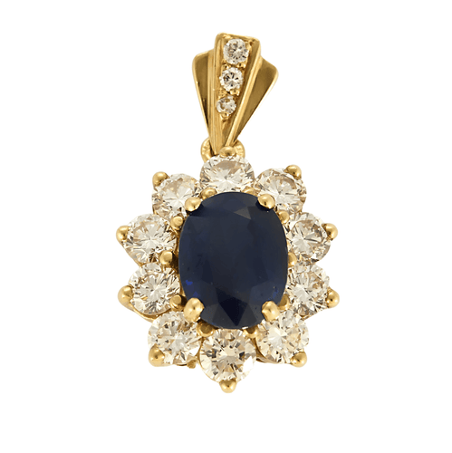 Pendentif Pendentif marguerite en or jaune, saphir et diamants 58 Facettes DV21912-2