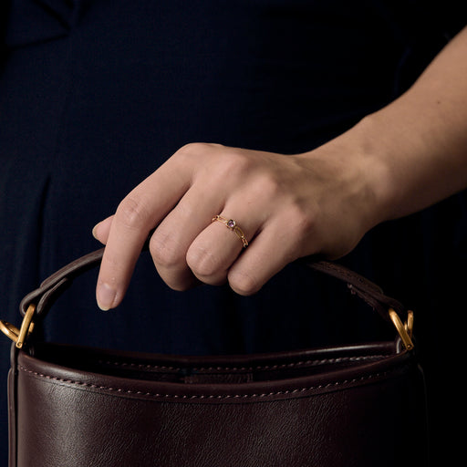 DINH VAN - Le Cube - Bague Chaîne Le Cube Diamant en or jaune et saphir rose