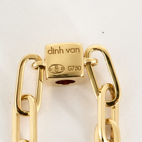 DINH VAN - Le Cube - Bague Chaîne Le Cube Diamant en or jaune et saphir rose