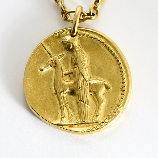 Van Cleef & Arpels - Georges Lenfant -  Rare Chaine et Pendentif Zodiaque "Vierge" en or jaune