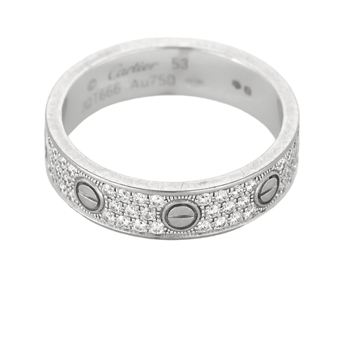 Bague 53 CARTIER - Love Bague - Petit Modèle - en or gris et diamants. 58 Facettes DV25256-1