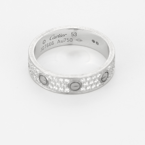 Bague 53 CARTIER - Love Bague - Petit Modèle - en or gris et diamants. 58 Facettes DV25256-1