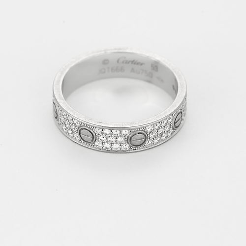 Bague 53 CARTIER - Love Bague - Petit Modèle - en or gris et diamants. 58 Facettes DV25256-1
