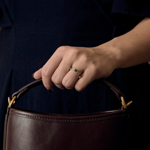 Bague 56 BVLGARI - Serpenti Viper - Alliance en or rose, malachite et diamants 58 Facettes DV25245-2-56-3