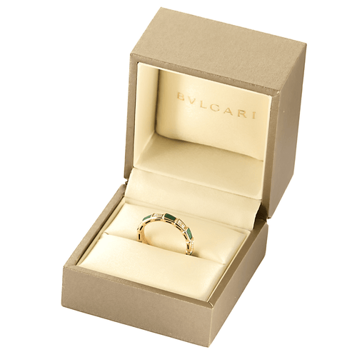 Bague 56 BVLGARI - Serpenti Viper - Alliance en or rose, malachite et diamants 58 Facettes DV25245-2-56-3