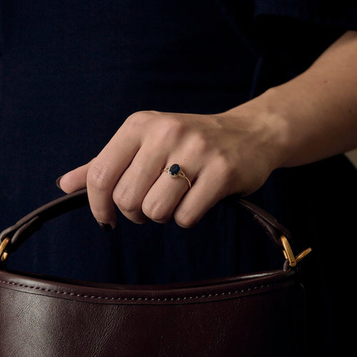 Bague 54,5 Bague Solitaire en or jaune, saphir et diamants 58 Facettes DV25212-33-545-6