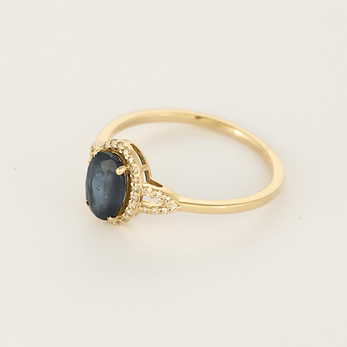 Bague 54,5 Bague Solitaire en or jaune, saphir et diamants 58 Facettes DV25212-33-545-6