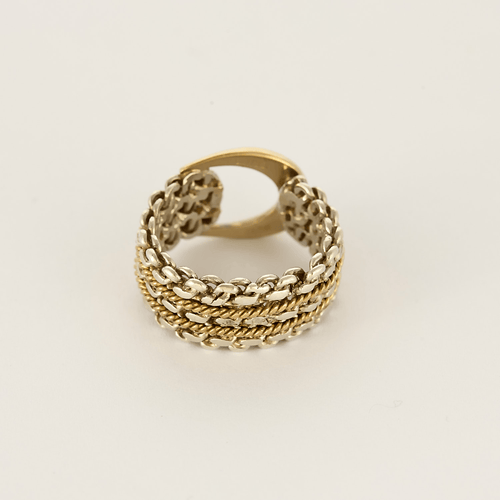 Bague 51 Hermes - Rare Bague Etrier en or et argent 58 Facettes DV25505-10