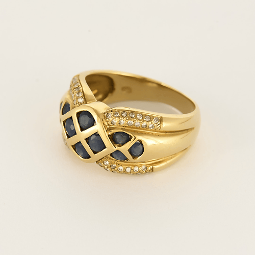 Bague 56 Bague en or jaune, saphir et diamants 58 Facettes DV0640-12-56-3