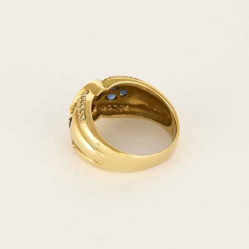 Bague 56 Bague en or jaune, saphir et diamants 58 Facettes DV0640-12-56-3