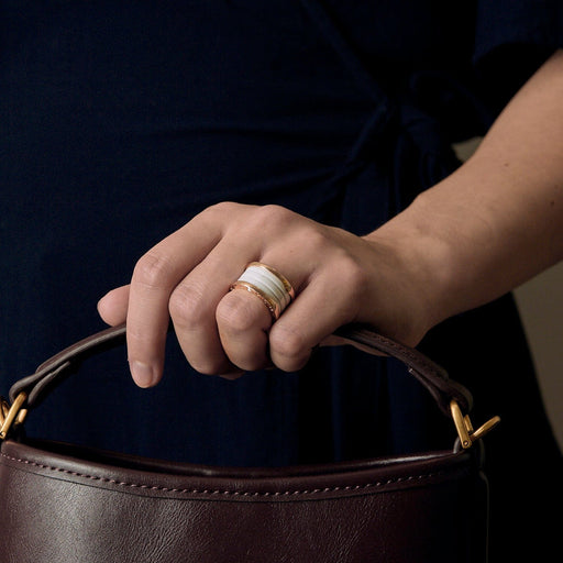 Bague 52 BULGARI - B Zéro - Bague en or rose et céramique blanche. 58 Facettes DV26400-1