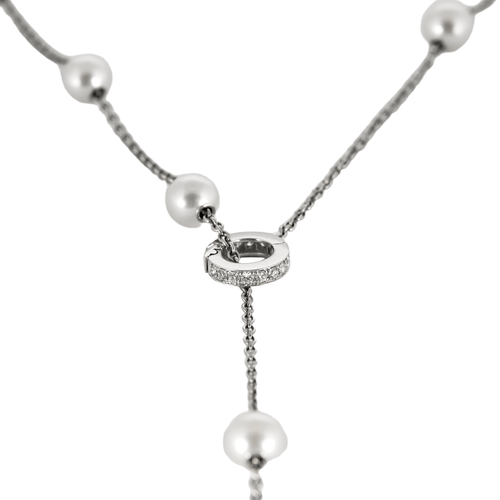 Collier MIKIMOTO - Collier négligé en or blanc, perles de culture Akoya et diamants 58 Facettes DV14847-1
