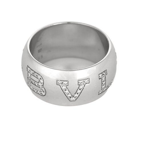 Bague 55 BULGARI – Monologo – Bague en or gris et diamants 58 Facettes DV22972-27-55-2