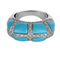 Bague en or gris turquoise et lignes diamants