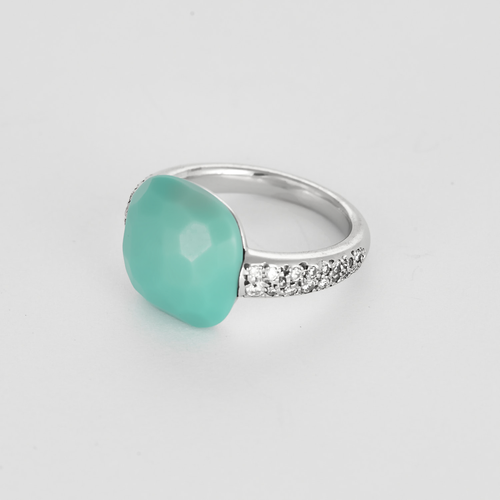 POMELLATO - Capri - Bague en or gris , diamants et turquois
