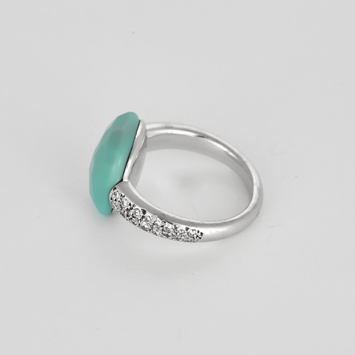 POMELLATO - Capri - Bague en or gris , diamants et turquois