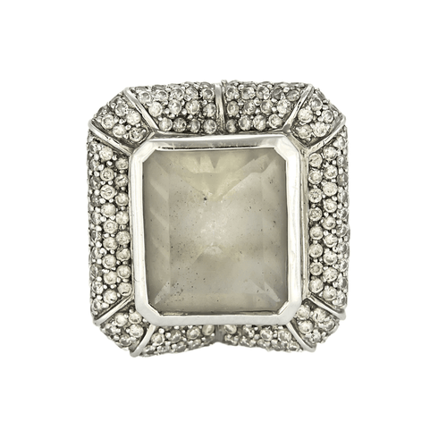 Bague 49 Bague en or gris, prasiolite et diamants 58 Facettes DV22972-51-49-2