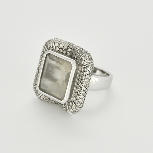 Bague 49 Bague en or gris, prasiolite et diamants 58 Facettes DV22972-51-49-2