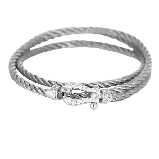 Bracelet FRED - Force 10 - Bracelet triple tours en or blanc et diamants 58 Facettes DV26782-1