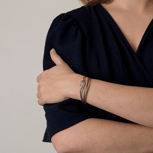 Bracelet FRED - Force 10 - Bracelet triple tours en or blanc et diamants 58 Facettes DV26782-1