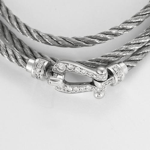 FRED - Force 10 - Bracelet triple tours en or blanc et diamants