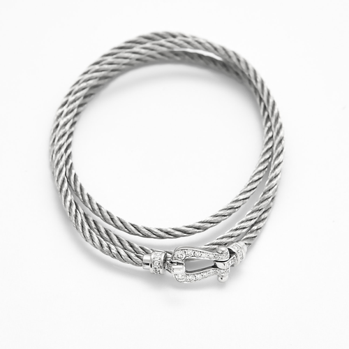 FRED - Force 10 - Bracelet triple tours en or blanc et diamants