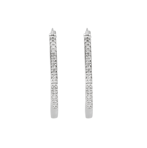 Boucles d'oreilles Paire d'Anneaux d'oreilles , créoles en or gris et diamants 58 Facettes DDV26537-3
