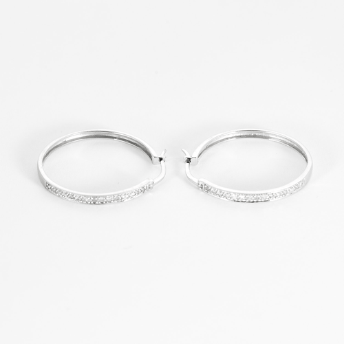 Boucles d'oreilles Paire d'Anneaux d'oreilles , créoles en or gris et diamants 58 Facettes DDV26537-3