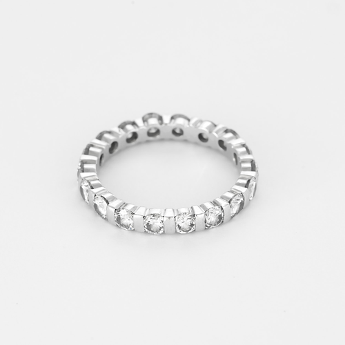 Alliance américaine en or gris et diamants