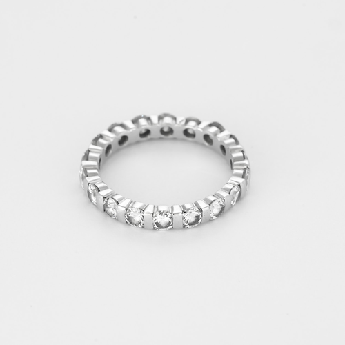 Alliance américaine en or gris et diamants