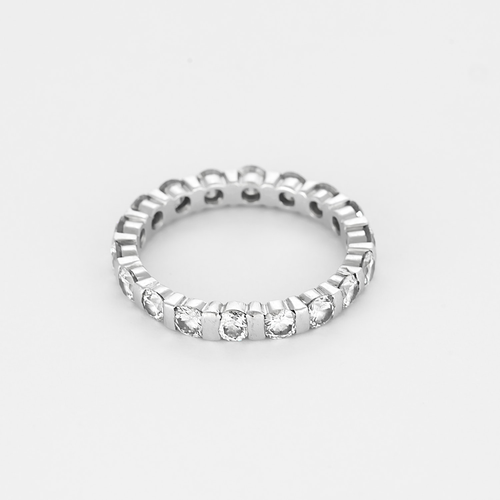 Alliance américaine en or gris et diamants