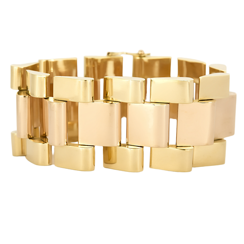 Bracelet Tank en or jaune et or rose