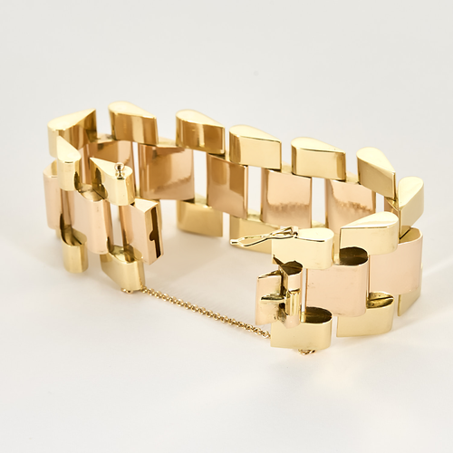 Bracelet Tank en or jaune et or rose