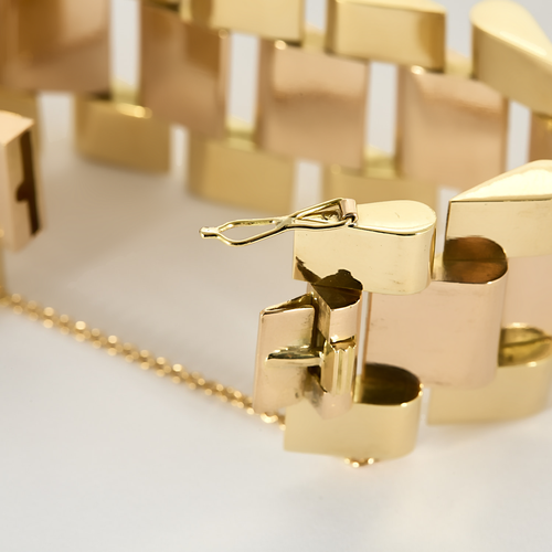 Bracelet Tank en or jaune et or rose