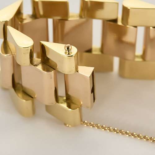 Bracelet Tank en or jaune et or rose