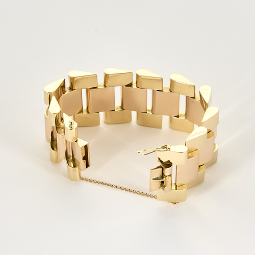 Bracelet Tank en or jaune et or rose