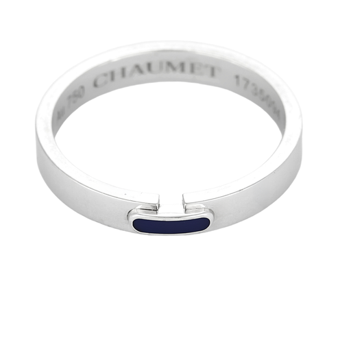 CHAUMET - Liens évidence - Bague en or blanc et émail bleu marine