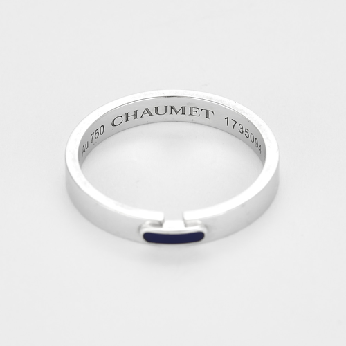 CHAUMET - Liens évidence - Bague en or blanc et émail bleu marine