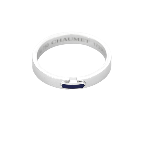 CHAUMET - Liens évidence - Bague en or blanc et émail bleu marine