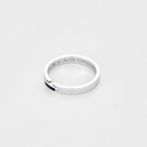 CHAUMET - Liens évidence - Bague en or blanc et émail bleu marine
